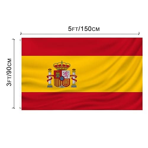 Spanish Flag 3x5 FT Spain flag Polyester outdoor indoor Canvas Header and Double Stitched with two Brass Grommets… thumbnail 3