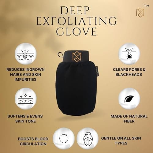 Exfoliating Glove Kessa Mitt Body Scrubber - Dead Skin Remover Shower Glove for Dead Skin Scrubbing and Deep Pore Cleansing - by MoroccanSource (3 Piece spa Set) thumbnail 8