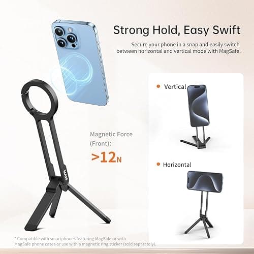 ULANZI MA30 Magnetic Phone Tripod Stand for iPhone with Magnetic Selfie Light White thumbnail 4