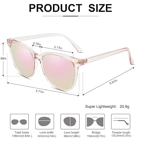 Myiaur Polarized Sunglasses for Women, Square Mirrored Trendy Shades with UV Protection Reduce Glare Sun Glasses thumbnail 5