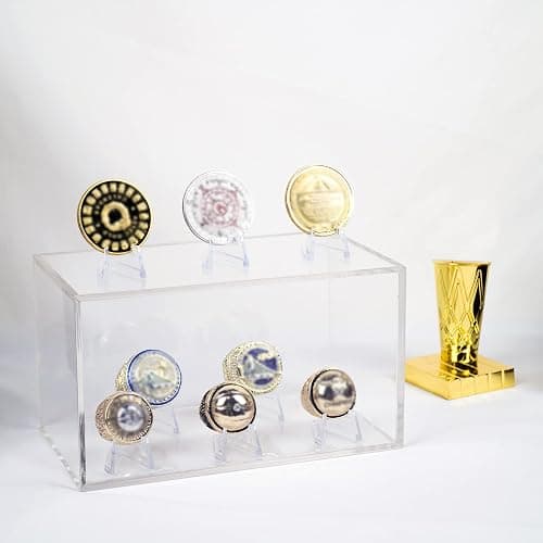 Kcgani 5 Ring Championship Ring Display Case, Clear Tournament Ring Holder Box, Acrylic Display Easel and Stand Holder for Multiple Rings Baseball Softball Football Cheer Leading Ring, Removable Door thumbnail 6