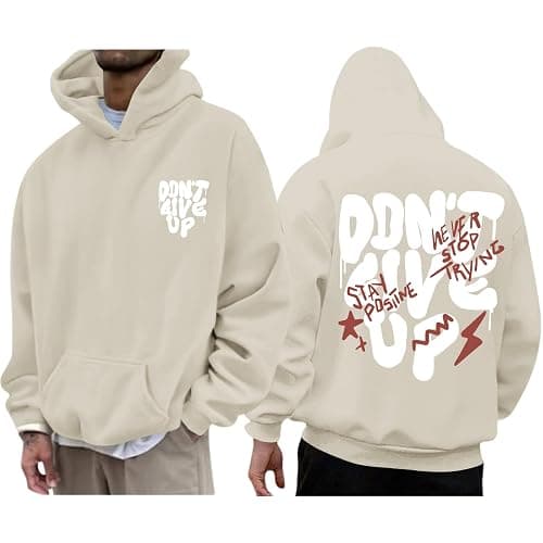 Wedsadl Graphic Streetwear Hoodies For Men Vintage Hoodie Inspirational Sweatshirts Positive Letter Print Cotton Pullover - Image 1