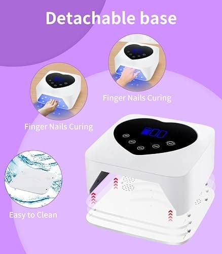 UV Nail Lamp Cordless Rechargeable, HUGMAPLE 72W UV Light for Gel Nails | 5 Timer Setting, Touch Control & Auto Sensor, Professional Nail Dryer for Salon & Home,White thumbnail 6