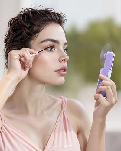 Gaiatop Portable Handheld Fan Slide, 3 Speed, Gifts for Women Girls Purple | Cute Cloud Design, Small Pocket Size, Soft Blades, USB Rechargeable, Mini Personal Cooling Fan for Makeup Travel Essentials thumbnail 2