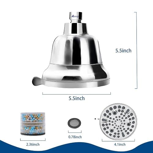 Kangbet High Pressure Filtered Shower Head - Filter for Hard Water | Reduces Impurities | Stops Hair Loss, Soothes Dry Skin & Scalp - Chrome thumbnail 2