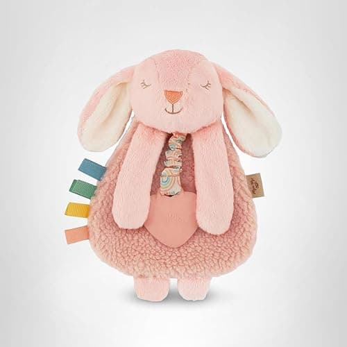 Itzy Ritzy Lovey Including Teether, Teething Relief, 0+ Months (Pink Bunny) | Baby Lovey with Soft Sherpa, Plush Minky, Silicone Teether, Crinkle Sounds, Textured Ribbons, and Interactive Dangle Arms thumbnail 9