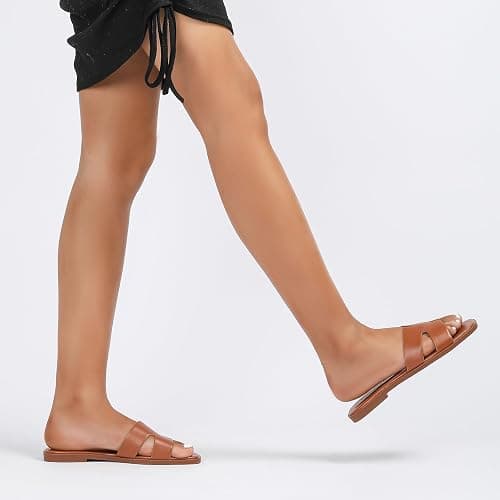 Stratuxx Kaze Open Toe Flat Dress Sandals Womens Slide Comfortable Summer Black, White, Tan Sandals for Women thumbnail 9