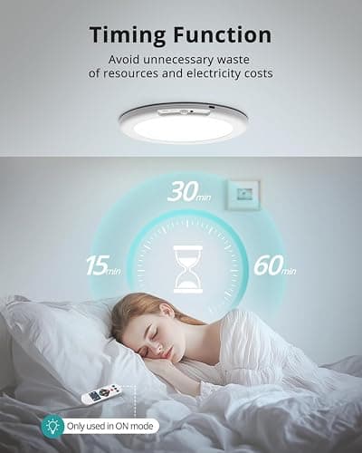 wowatt Battery Operated Ceiling Light Rechargeable Ceiling Lights with Remote Wireless Shower Lighting 3000K 4500K 6500K 7.48in Dimmable Timing Overhead Light for Closet Shower Living Room thumbnail 7