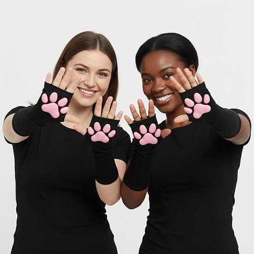 HOMEGYMFREE Cute Cat Paw Mittens Gloves, Kawaii Cat Cosplay Kawaii Soft 3D Toes Beans Fingerless Cat Claw Paws Pad Sleeve thumbnail 2