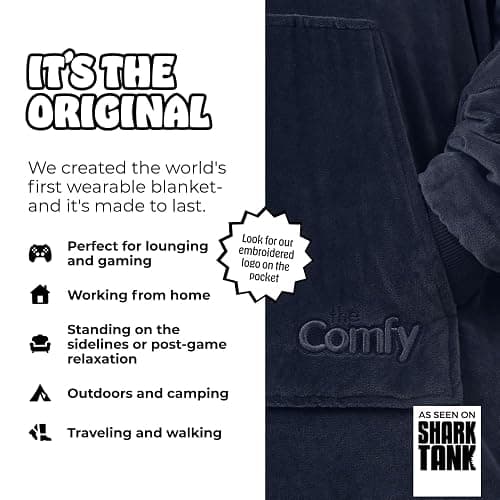 THE COMFY Original | Sherpa Lined Microfiber Fleece Wearable Blanket, Oversized Design with Hood and Pocket from Shark Tank thumbnail 2
