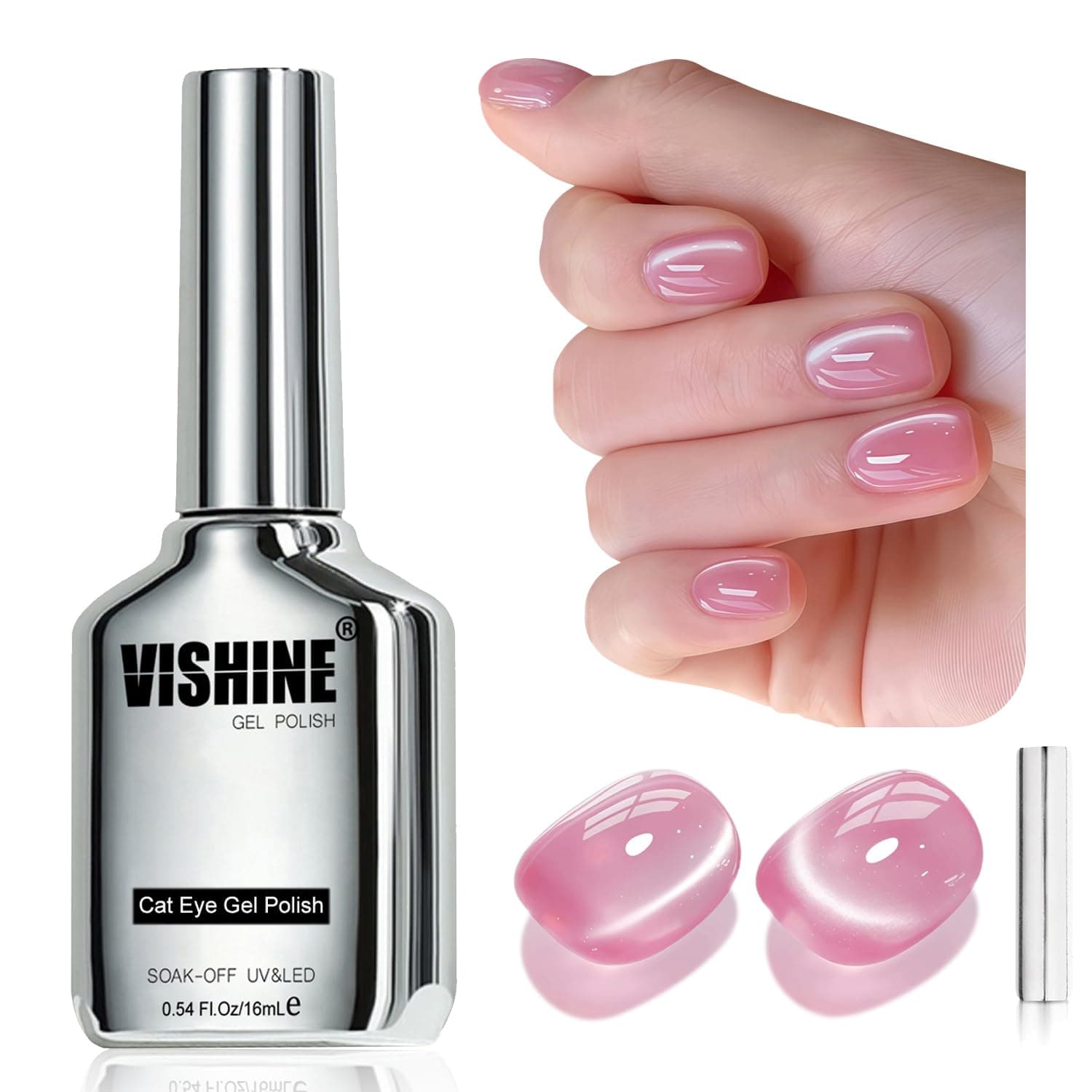 Vishine Cat Eye Gel Nail Polish (Pink) - Image 1