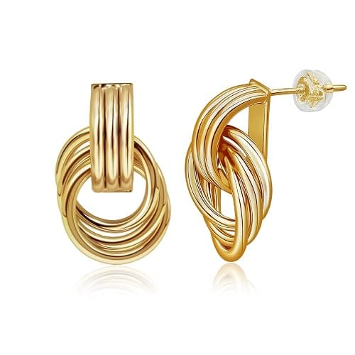 18K Gold Filled Knot Earrings for Women, Elegant Dangle Drop Earrings, Timeless Luxury Jewelry Gift for Her - Image 1