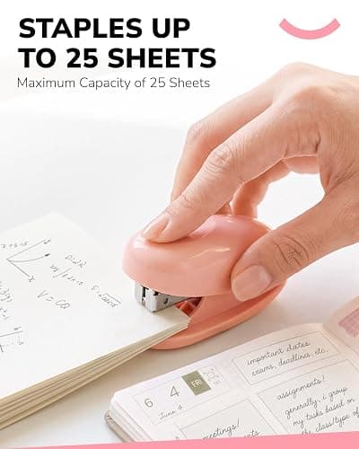 Four Candies Mini Stapler with 2000 Staples,Pink Small Cute Desk Stapler | 25-Sheet Capacity, Jam-Free Tiny Stapler for Office, School, Home Built-in Staple Remover thumbnail 5