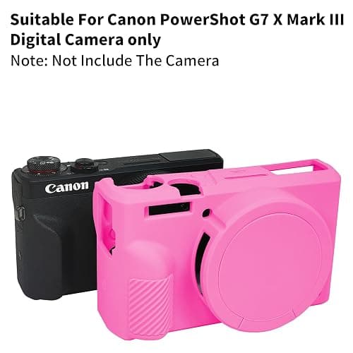 G7X Mark III Case, Soft Silicone Protective Case Cover for Canon Powershot G7X Mark III Digital Camera, Durable Camera Body Skin Protector with Removable Lens Cover - Rosy Pink thumbnail 5