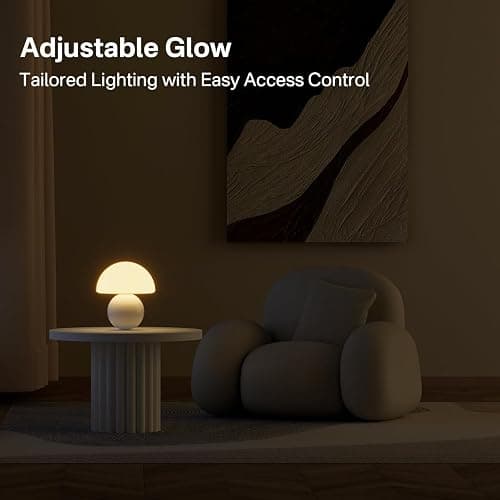 Dawnwake Mushroom Lamp Table Lamp for Bedroom,Desk Bedside Small Lamps for Living Room Night Stands,Mushroom Decor Cute Mini Modern Mid Century Lamps,Unique Aesthetic Home Living Room Decor(White) thumbnail 3
