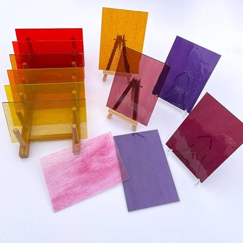 LITMIND 24 Sheets Transparent Cathedral Stained Glass Variety Pack – 4 x 6 Inch Vibrant Rainbow Art Glass for Suncatchers, Mosaics & DIY Crafts thumbnail 6