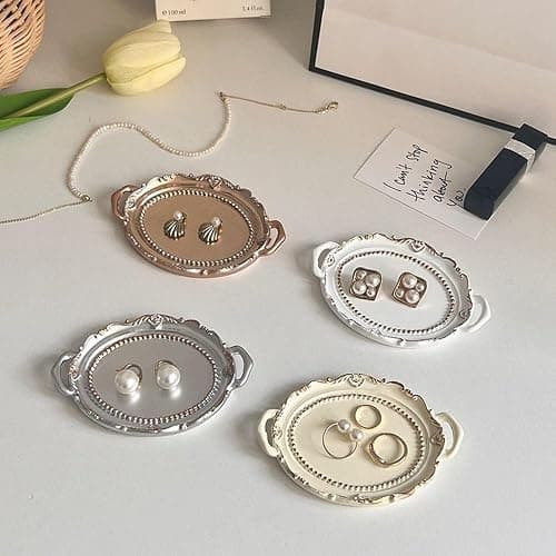Decorative Jewelry Plate Resin Retro Jewelry Dish Mini Jewelry Display Tray Necklace Earrings(Color 1) thumbnail 7