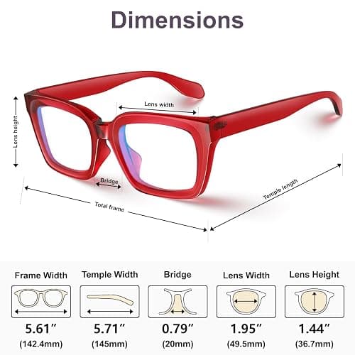 VISOONE Chunky Square Blue Light Blocking Glasses with Anti Computer Glare for Working Women Men MONTANA thumbnail 7