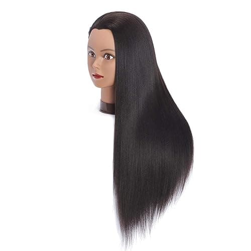 Headfix 26"-28" Long Hair Mannequin Head Synthetic Fiber Hair Hairdresser Practice Styling Training Head Cosmetology Manikin Doll Head with Clamp (6F1919BY0220) thumbnail 2