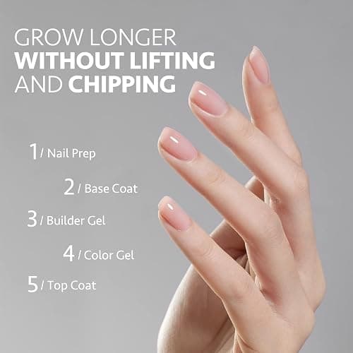 GAOY Clear Builder Gel for Nails, 16ml Nail Strengthener in a Bottle, Nail Extension Hard Gel, Soak Off Long Lasting UV Light Cure, Base Coat Top Coat Needed thumbnail 5