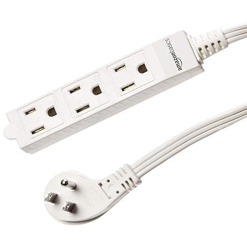 Amazon Basics 3-Prong Indoor Rectangle Extension Cord Power Strip, Flat Plug, Space-Saving, Grounded, 13 Amps, 1625 Watts, 125 VAC, 6 ft, White, 2-Pack thumbnail 5