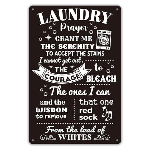 Funny Laundry Room Quote Metal Tin Sign Wall Decor, Laundry Prayer Grant Me the Serenity to Accept Laundry Room Sign for Home Decor Gifts - Image 1