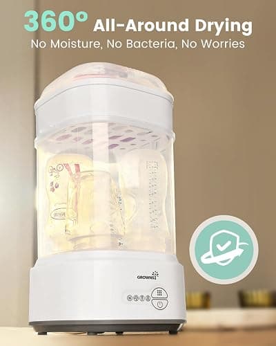 GROWNSY Bottle Sterilizer and Dryer, Compact Electric Steam Baby Bottle Sterilizer (Esterilizador de Biberones), Bottle Sanitizer for Baby Bottles, Pacifiers, Pump Parts thumbnail 3