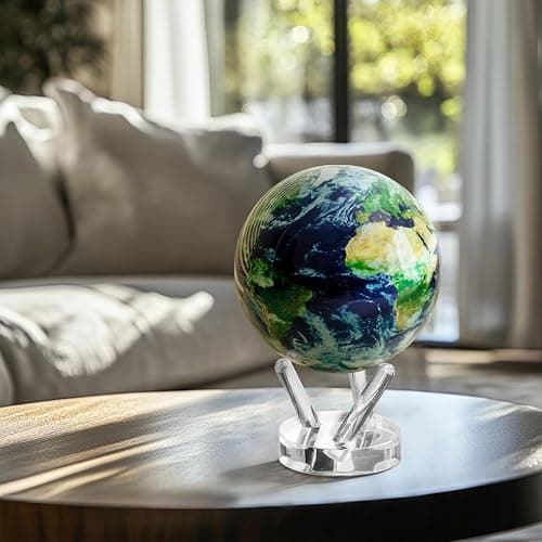 MOVA Globe - Earth with Clouds Classic (4.5") | Self-Rotating Globe Powered by Light | Silent Motion, No Batteries or Wires | Unique Desk Decor or Gift for Space Lovers thumbnail 2