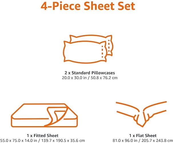 Amazon Basics Lightweight Super Soft Easy Care Breathable Comfortable Microfiber 4 Piece Bed Sheet Set with 14-Inch Deep Pockets, Full, Black, Solid thumbnail 6