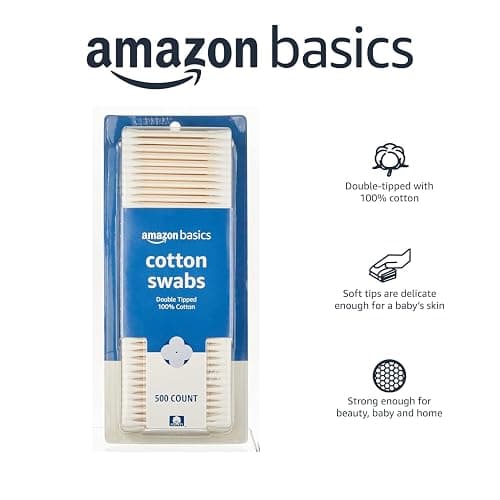 Amazon Basics Cotton Swabs for Personal Hygiene and Baby Care, 2000 Count, 4 Pack of 500 Count thumbnail 3