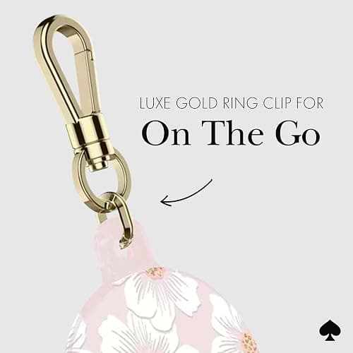 kate spade new york AirTag Holder with Gold Ring Clip - Protective Case for Apple AirTag - Hollyhock Cream thumbnail 4