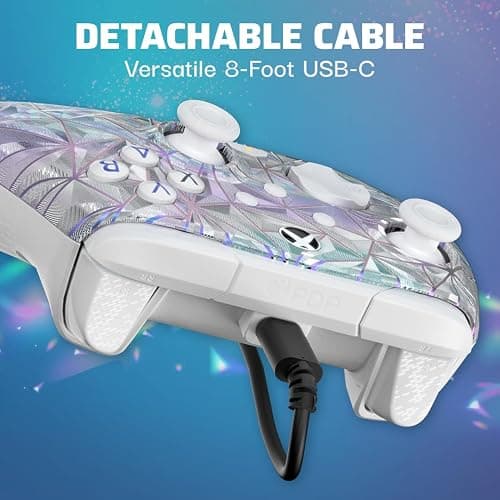 PDP Gaming REMATCH Enhanced Wired Gaming Controller: Licensed Xbox Series X|S Gamepad, Xbox One, Windows PC, Mappable Back Buttons, Customizable, Audio Control, Companion App: Frost Diamond (Metallic) thumbnail 5