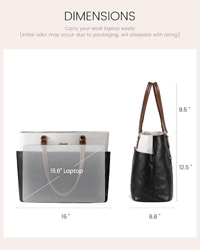 LOVEVOOK 15.6 Inch Laptop Bag for Women, Vintage Leather Work Tote with Large Cup Holder Teacher Computer Briefcase thumbnail 5