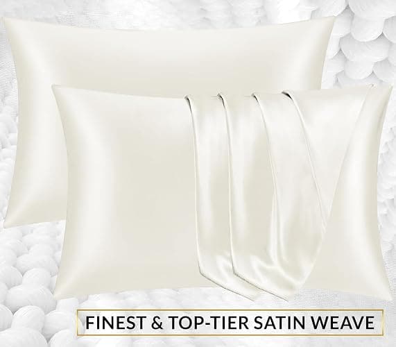 Pamposh Satin Silk Pillowcases For Hair And Skin Pillow Cases 2 Pack with Envelope Closure, Gifts for Women (2 Pcs Pillowcases (50 x 75 cm), Ivory White) thumbnail 4