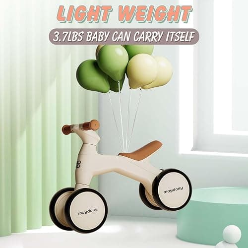 Maydolly Baby Balance Bike, Toddler Balance Bike for 1 Year Old Boys Girls, 4 Wheels Toddler Bike, First Birthday Gifts for 10-36 Month (White) - White thumbnail 4