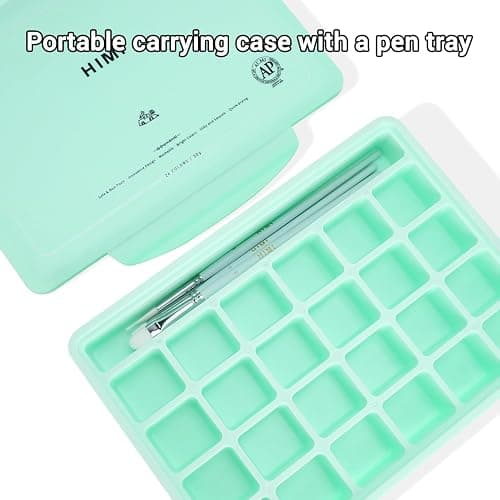 HIMI Gouache Paint Set, 24 Colors x 30ml Unique Jelly Cup Design with 3 Paint Brushes and a Palette in a Carrying Case, Non-Toxic Gouache Paint Perfect for Artists, Students(Green) thumbnail 4