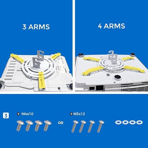 Low Profile Projector Ceiling Mount Universal, 22 lbs Max Weight, 360° Rotation 30° Tilt | Universal Projector Bracket 3.3" High, Suspended Drop Ceiling Mount Kit for Home & Office Projectors(White) thumbnail 6
