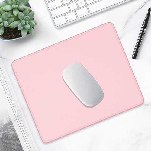 Hsurbtra Mouse Pad, Premium-Textured Square Mousepad 10.2 x 8.3 Inch, Stitched Edge Anti-Slip Waterproof Rubber Pretty Cute Computer Mat for Office Gaming Laptop Women Kids Pink thumbnail 7
