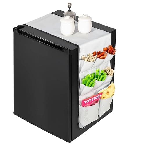 Forzacx Smart Mini Fridge Organizer with 12 Pockets, can be Hung on Majority Mini Fridge Top, Maximizing Your Storage Space, Perfectly Holds plates and More. Ideal for Offices or Dorms(Grey) - Image 1