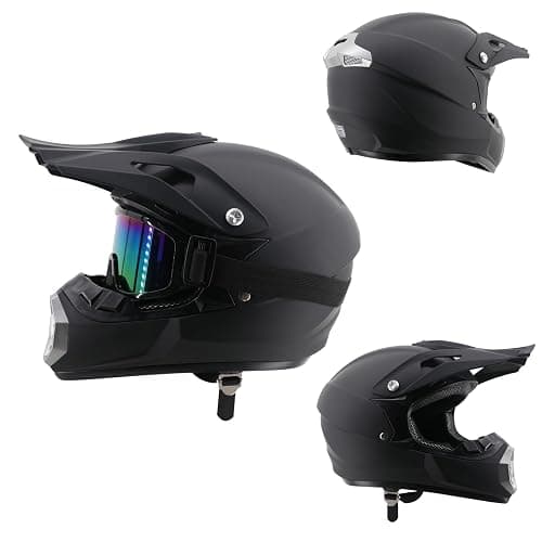 Youth Motocross Offroad Street Dirt Bike Helmet, Adult Full Face Motorcycle ATV Helmets MTB BMX MX Street Bike Helmet, Motorbike Downhill Off Road Crash Helmet, With Goggles Gloves Mask(Size:M(54-55CM thumbnail 3