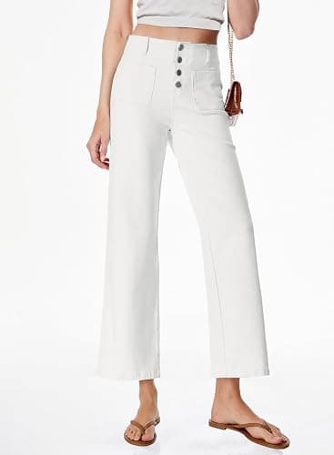 Sidefeel Women's Wide Leg Jeans High Waisted Zimbaplatinum Stretchy Straight Leg Jeans Buttoned Loose Denim Pants with Pocket thumbnail 7