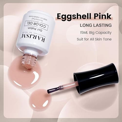 RARJSM Nude Gel Nail Polish Eggshell Pink Neutral Skin Tone Sheer Jelly Gel Polish 1PC 15ml Single Bottle Cream Transparent Pink Nail Gel Polish Soak off UV LED Cured for Home Salon DIY Manicure thumbnail 4