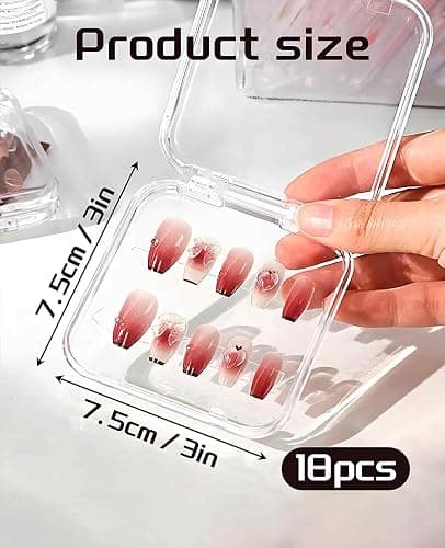 DAWZMR 18PCS Press on Nail Cases, Artificial False Nail Storage Box Container with 60 PCS Adhesive Double thumbnail 2