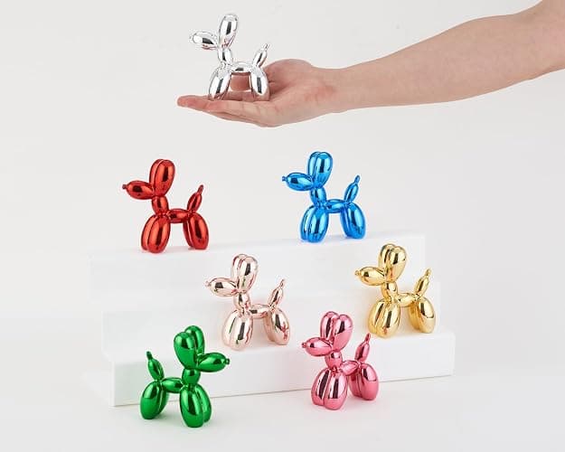 AMOIENSIS Shiny Balloon Dog Statue Decor, 4 inch Electroplate Gold Balloon Dog Animal Sculpture, Small Nick Nacks for Shelf Decor, Small Eclectic Decor Desktop, Vibrant Balloon Dog thumbnail 5