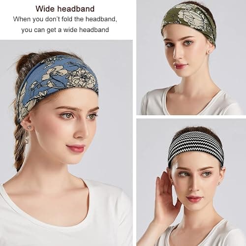 YONUF Boho Headbands For Women Fashion Wide Headband Yoga Workout Head Bands Hair Accessories Band 6 Pack thumbnail 5