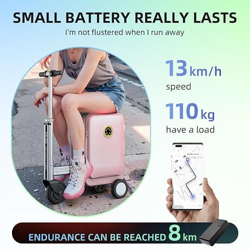 Airwheel SE3S Smart Rideable Suitcase Electric Luggage Scooter For Travel (pink) thumbnail 4