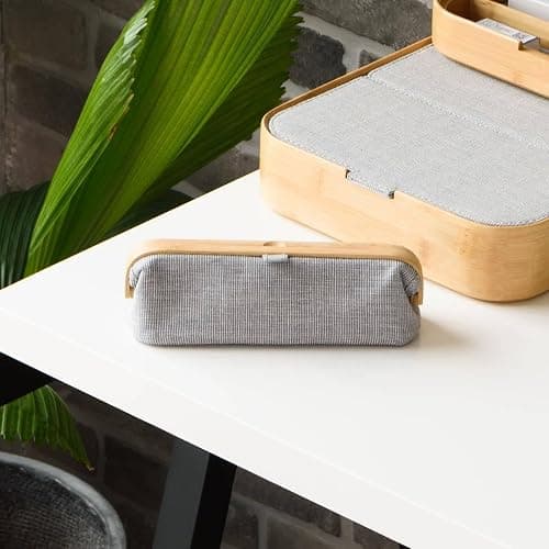 GUDEE UROKI Pen Case Pencil Pouch Lightweight and Spacious with Bamboo Frame Magnetic Opening for Organizing Stationary Office Supply 7.8x2.9.x2.7 inch Men and Women Infinity Blue thumbnail 9