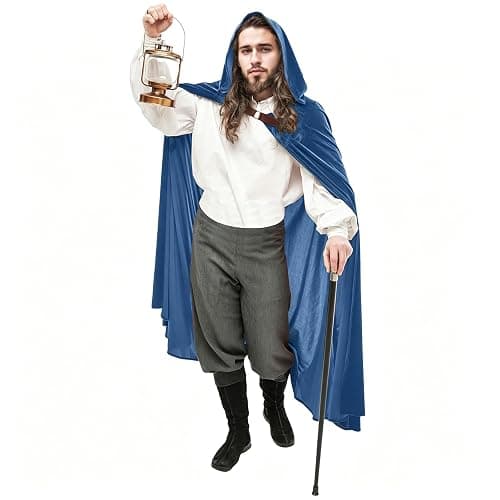 Hewlaud Medieval Cloak with Hood Renaissance Hooded Cape for Women Men | Medieval Hooded Cloak with Metal Clasp,Polyester Material, Machine Wash Care,Suitable for Halloween,Cosplay and parties thumbnail 2
