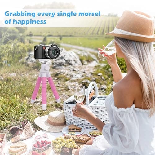 Ubeesize Portable Tripod Stand with Wireless Remote & Clip, Flexible Phone Holder for Video Recording (Pink) thumbnail 7