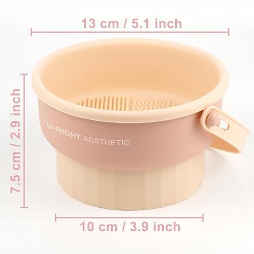 Ranphykx Makeup Brush Cleaner Mat 3 in 1 Silicone Makeup Brush Cleaner Bowl Cosmetic Brushes Cleaning Tool Makeup Cleaner for Brushes (KHAKI) thumbnail 5